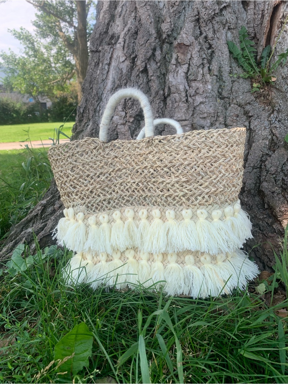 New beach basket bag - handmade basket tote bag - picnic basket - women basket - Picture 3 of 13